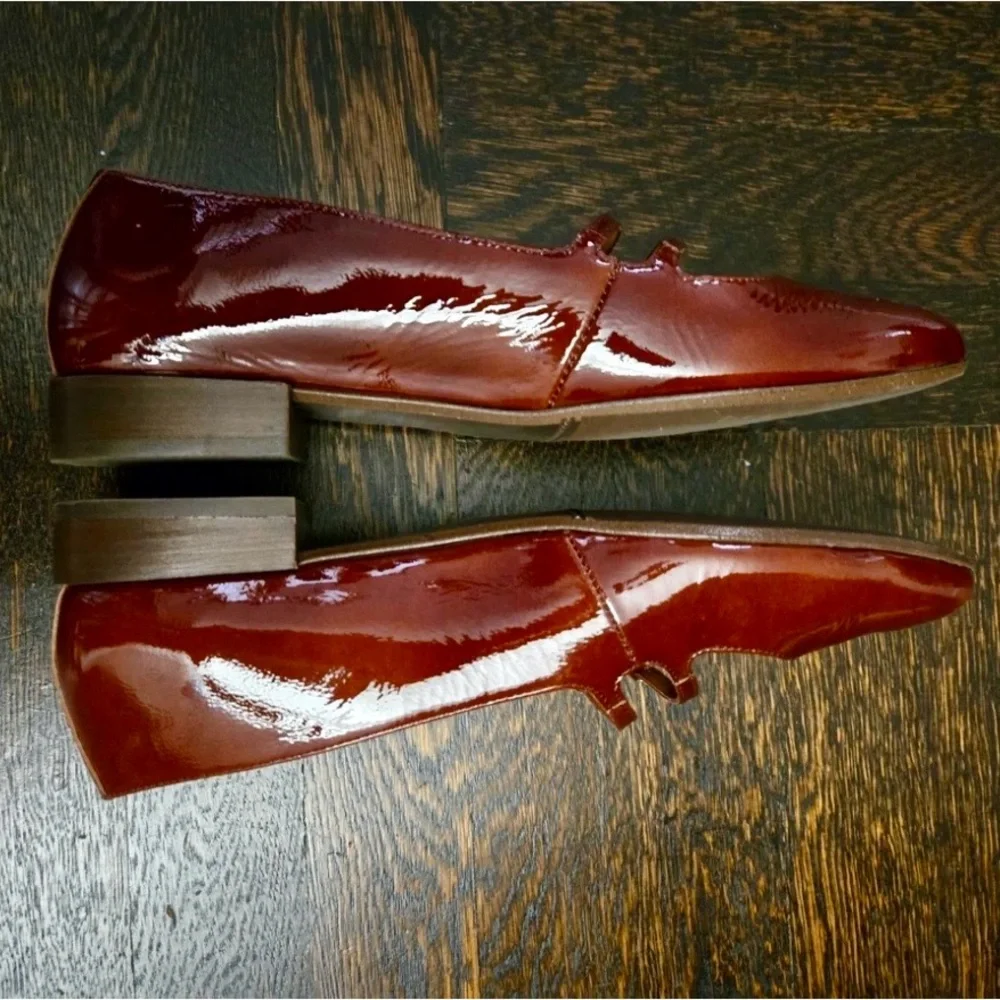 Sezane Burgundy Patent Leather Loafers - Picture 3 of 7